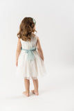 Vestido tul bordado crudo c/cinto