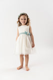 Vestido tul bordado crudo c/cinto