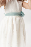 Vestido tul bordado crudo c/cinto