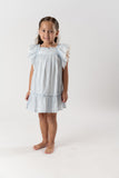 VESTIDO TELA VOILE RAYA "SURREY" AZUL