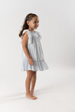 VESTIDO TELA VOILE RAYA "SURREY" AZUL