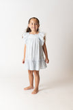 VESTIDO TELA VOILE RAYA "SURREY" AZUL