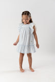 VESTIDO TELA VOILE RAYA "SURREY" AZUL