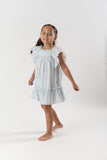 VESTIDO TELA VOILE RAYA "SURREY" AZUL