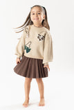 Conj. Falda tricot bolsas café