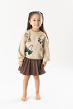 Conj. Falda tricot bolsas café