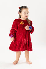 Vestido terciopelo coletero rojo