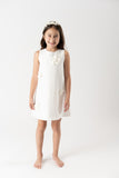 Vestido crepe flores crudo