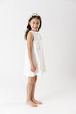 Vestido crepe flores crudo