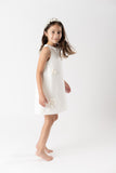 Vestido crepe flores crudo