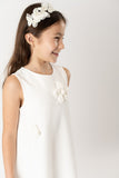 Vestido crepe flores crudo