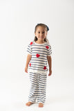 Conj. tricot stripes corazones crudo