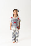 Conj. tricot stripes corazones crudo