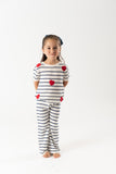 Conj. tricot stripes corazones crudo