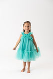 Vestido tul volantes jade