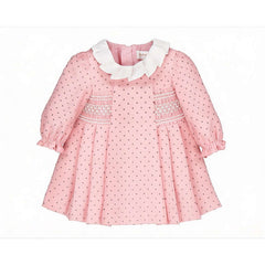 Vestido flocado c/cuello rosa baby