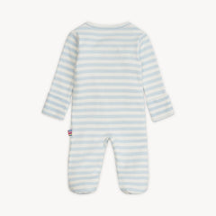 BLUE STRIPE ORGANIC COTTON MAGNETIC FOOTIE