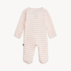 PINK STRIPE ORGANIC COTTON MAGNETIC FOOTIE