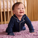 NAVY RF PANT ROMPER W PIPING