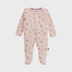 FLORAL GIRLS VELOUR MAGNETIC FOOTIE
