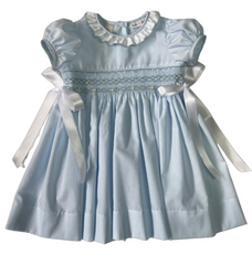 Light Blue Rose Smocked Dress