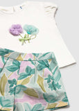 Conj. Bermuda estampada flores lago