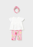 Conj. Leggings estampado flores chicle