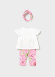 Conj. Leggings estampado flores chicle