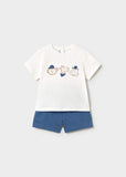 Conj. 2 piezas short animales cobalto