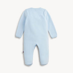 EMBROIDERY DOGS BLUE VELOUR MAGNETIC FOOTIE