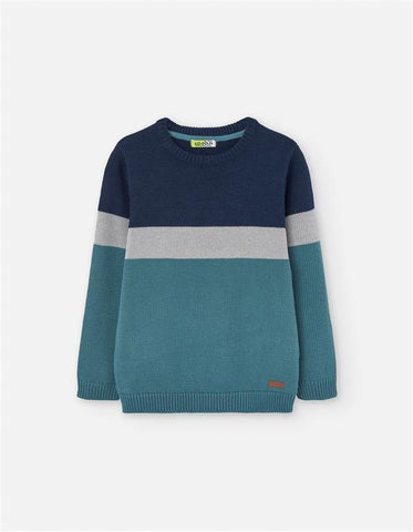 SUETER COLOR BLOCK NAVY-AQUA