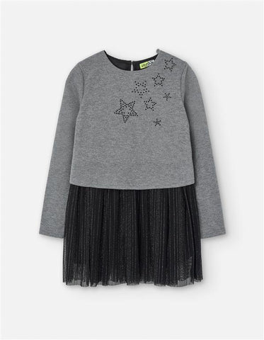VESTIDO COMBINADO STARS GRIS / NEGRO