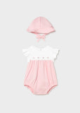 Pelele combinado c/gorro flores rosa baby