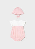 Pelele combinado c/gorro flores rosa baby