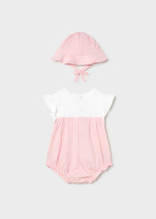Pelele combinado c/gorro flores rosa baby
