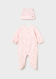Pelele y gorro estampado gatitos rosa baby