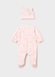 Pelele y gorro estampado gatitos rosa baby