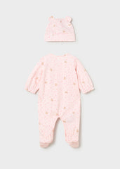 Pelele y gorro estampado gatitos rosa baby
