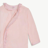 PIN DOT PINK RUFFLE PLACKET MAGNETIC GOWN + HAT SET