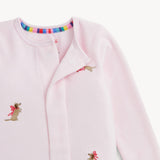 EMBROIDERY DOGS PINK VELOUR MAGNETIC FOOTIE