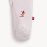 EMBROIDERY DOGS PINK VELOUR MAGNETIC FOOTIE