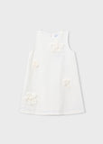 Vestido crepe flores crudo