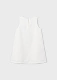 Vestido crepe flores crudo
