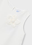 Vestido crepe flores crudo