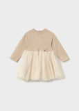 Vestido combinado tricot y tul hojaldre