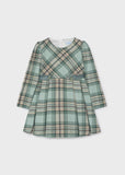 Vestido botones cuadros anis