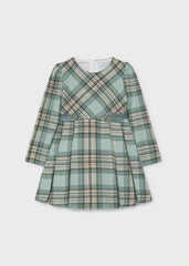 Vestido botones cuadros anis