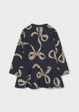 Vestido punto jacquard bolso marino