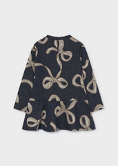 Vestido punto jacquard bolso marino