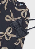 Vestido punto jacquard bolso marino